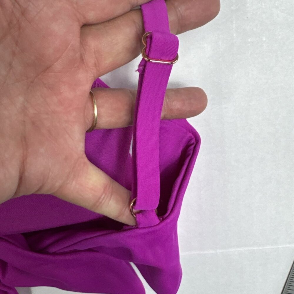 Bar III Banded Ring Bikini Swim Top Women's L Violet NWT 9379 - Picture 7 of 12